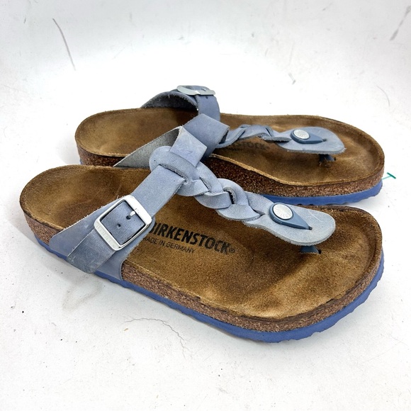 Birkenstock Gizeh Braided Thong Sandal Size 37 US 6-6.5 Regular Slide Dusty Blue - Picture 3 of 10